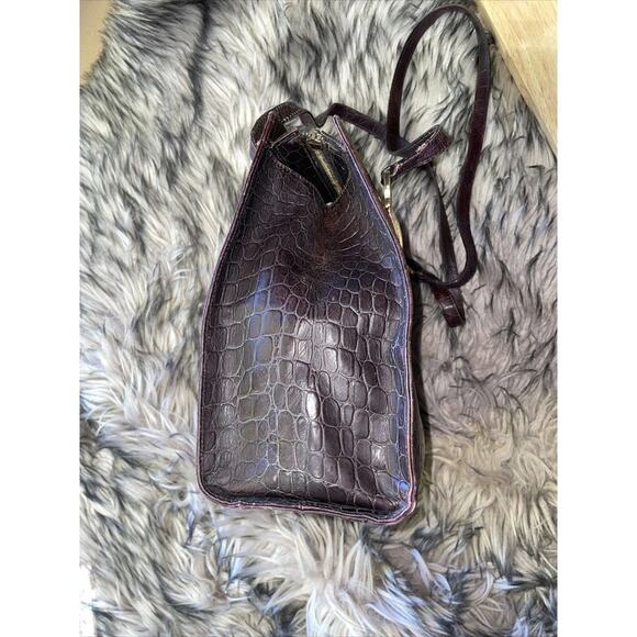 Salvatore Ferragamo Croc Embossed Gancini Shoulder bag Purse Mahogany - Picture 4 of 9